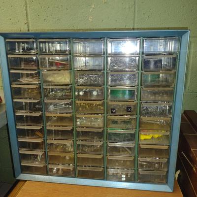 Pigeonhole Storage Box- Metal Body with Plastic Drawers- Approx 16" x 6 1/2" x 15" Tall