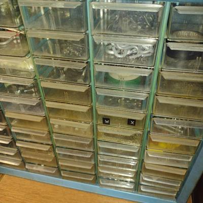 Pigeonhole Storage Box- Metal Body with Plastic Drawers- Approx 16" x 6 1/2" x 15" Tall