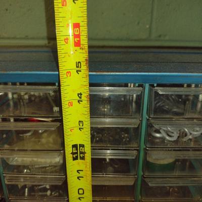 Pigeonhole Storage Box- Metal Body with Plastic Drawers- Approx 16" x 6 1/2" x 15" Tall