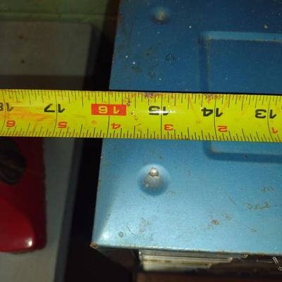 Pigeonhole Storage Box- Metal Body with Plastic Drawers- Approx 16" x 6 1/2" x 15" Tall