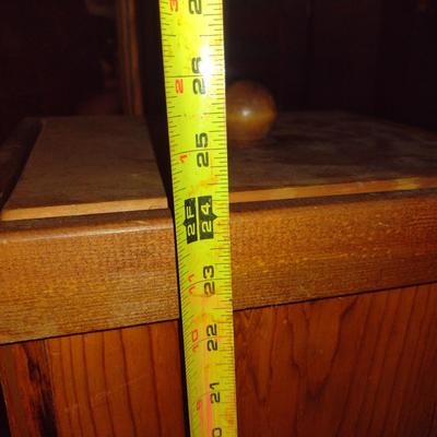 Wooden Trash Bin with Lid- Approx 13" x 11 3/4" x 24" Tall