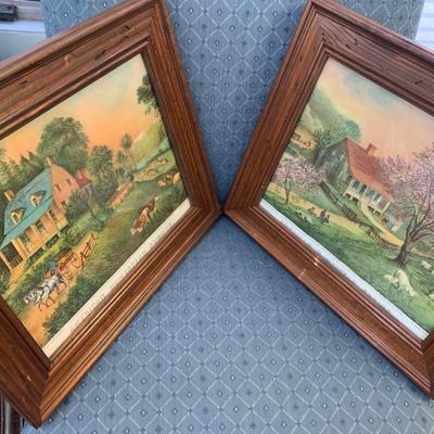 2 Framed Currier & Ives Framed Prints