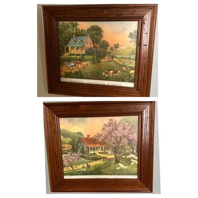 2 Framed Currier & Ives Framed Prints