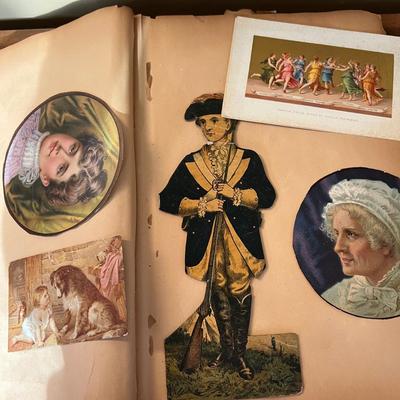 Victorian Era Scrap Book + Vintage Antique Post Cards, Valentines, Ephemera