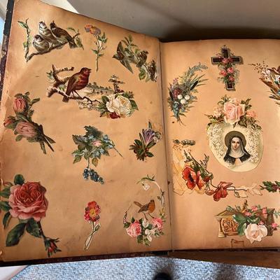 Victorian Era Scrap Book + Vintage Antique Post Cards, Valentines, Ephemera