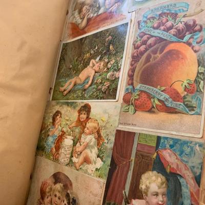 Victorian Era Scrap Book + Vintage Antique Post Cards, Valentines, Ephemera