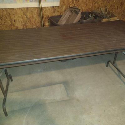 Laminate Top Table with Folding Legs- Approx 72" x 29 3/4" x 29 1/4" Tall
