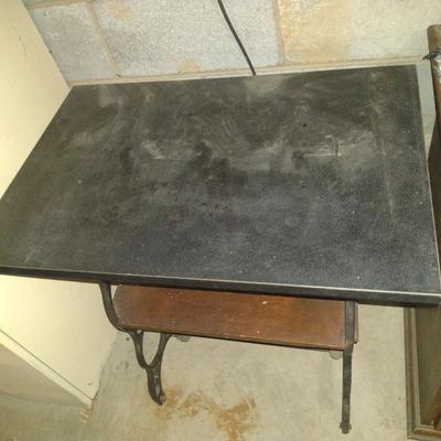 Cast Metal Sewing Machine Base Converted to Table- Approx 27" x 18" x 30" Tall