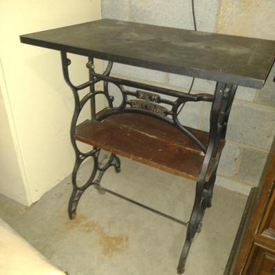 Cast Metal Sewing Machine Base Converted to Table- Approx 27" x 18" x 30" Tall