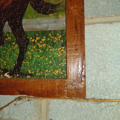 Three Handmade Rustic Wooden Framed Puzzles