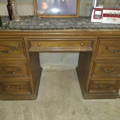Wooden Knee Hole Desk- Approx 52" x 22" x 30 1/2"