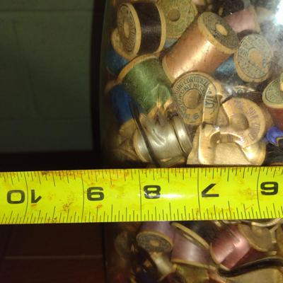Large, Mason Jar with Eagle Filled with Spools of Thread- Approx 18 1/2" Tall
