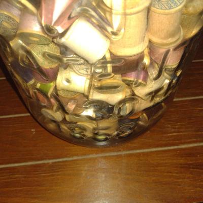 Large, Mason Jar with Eagle Filled with Spools of Thread- Approx 18 1/2" Tall
