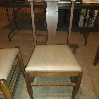 Three Mismatched Wood Framed Chairs
