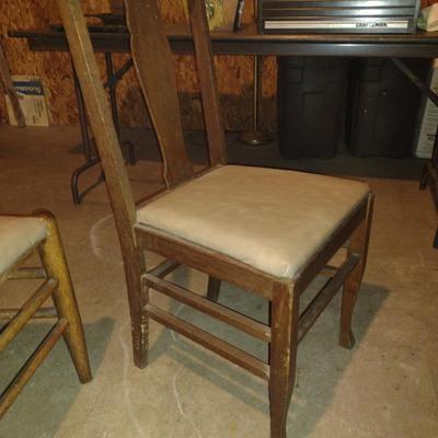 Three Mismatched Wood Framed Chairs