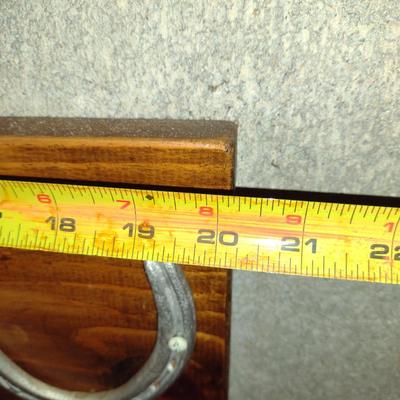 Horseshoe Design Wall Hooks on Wood- Approx 20" x 7" x 6 1/2"