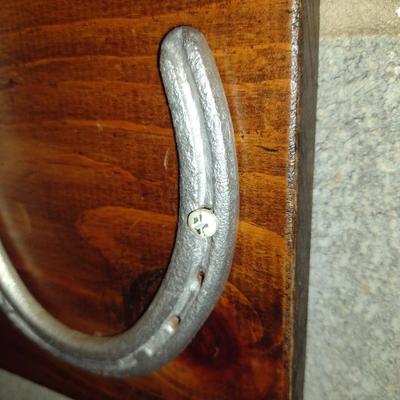 Horseshoe Design Wall Hooks on Wood- Approx 20" x 7" x 6 1/2"