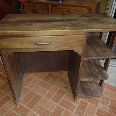 Wooden Knee Hole Desk with Side Shelves- Approx 35 1/2" x 18" x 30"