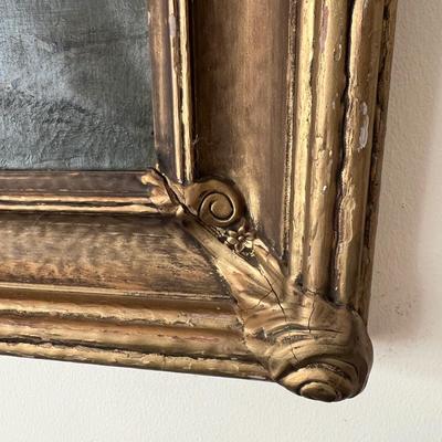 Old Framed Oil On Canvas w Corded Picture Light Signed
