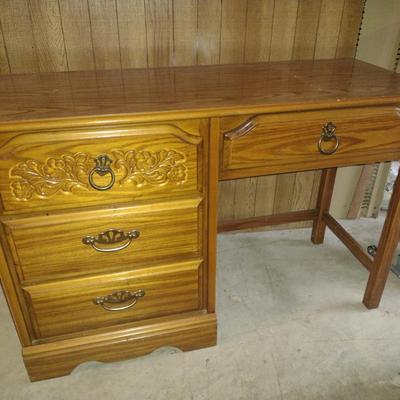 Wood Finish Knee Hole Desk- Approx 45 1/2" x 17 3/4" x 30 1/4"