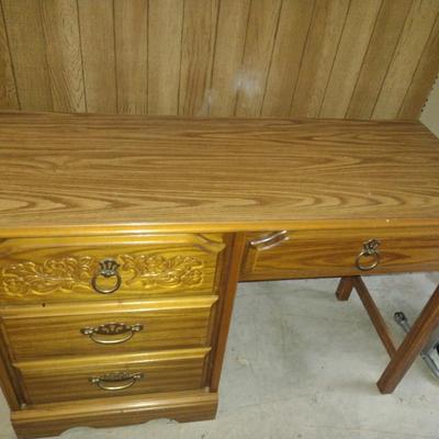 Wood Finish Knee Hole Desk- Approx 45 1/2" x 17 3/4" x 30 1/4"