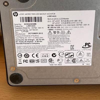 LOT 55: HP 2301 Monitor Model #3CM243038B, Epson Color Printer ET-2550 Model #C462R and Microsoft Mouse