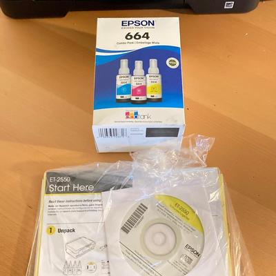 LOT 55: HP 2301 Monitor Model #3CM243038B, Epson Color Printer ET-2550 Model #C462R and Microsoft Mouse