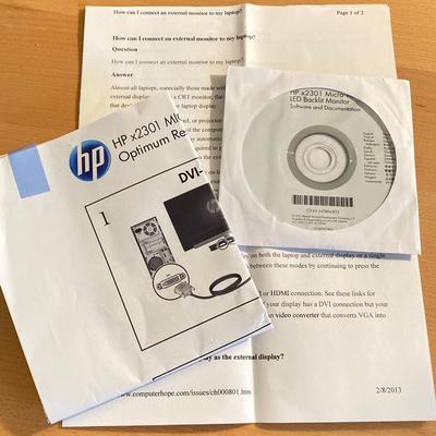 LOT 55: HP 2301 Monitor Model #3CM243038B, Epson Color Printer ET-2550 Model #C462R and Microsoft Mouse