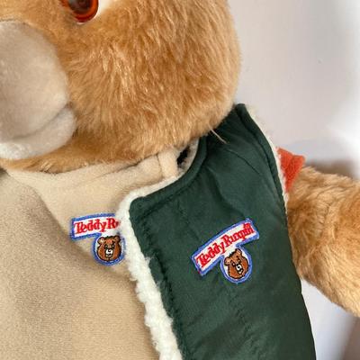 LOT 56: Teddy Ruxpin Collection - Speaking Teddy Bear, Books, Cassette Tapes and Pillow Cover