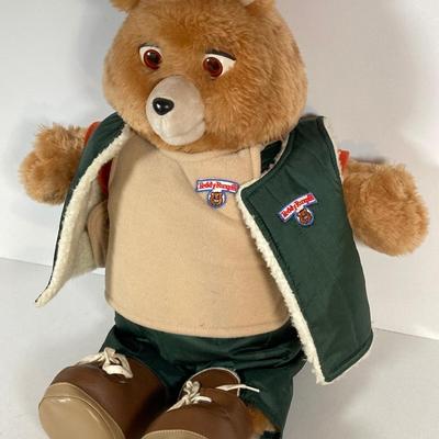 LOT 56: Teddy Ruxpin Collection - Speaking Teddy Bear, Books, Cassette Tapes and Pillow Cover