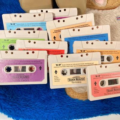LOT 56: Teddy Ruxpin Collection - Speaking Teddy Bear, Books, Cassette Tapes and Pillow Cover