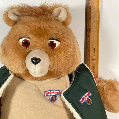 LOT 56: Teddy Ruxpin Collection - Speaking Teddy Bear, Books, Cassette Tapes and Pillow Cover
