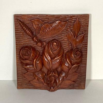 LOT 74: Collection of Hand Crafted Wood Decor - 3D Bird Wall Hanging, Cuendet Rotating Swiss Musical Bowl, Painted Stool, Carved Wall...