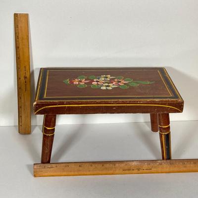 LOT 74: Collection of Hand Crafted Wood Decor - 3D Bird Wall Hanging, Cuendet Rotating Swiss Musical Bowl, Painted Stool, Carved Wall...