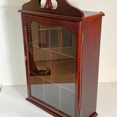 LOT 76: Wood / Mirror Display Cabinet with Collection of Small / Miniature Sized Vases