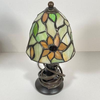 LOT 78: Vintage Candle Lantern, Stained Glass Lamp, Stained Glass Candle Holder and Collection of Hard Back Books