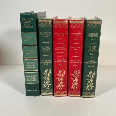 LOT 78: Vintage Candle Lantern, Stained Glass Lamp, Stained Glass Candle Holder and Collection of Hard Back Books