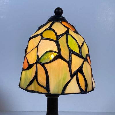 LOT 78: Vintage Candle Lantern, Stained Glass Lamp, Stained Glass Candle Holder and Collection of Hard Back Books