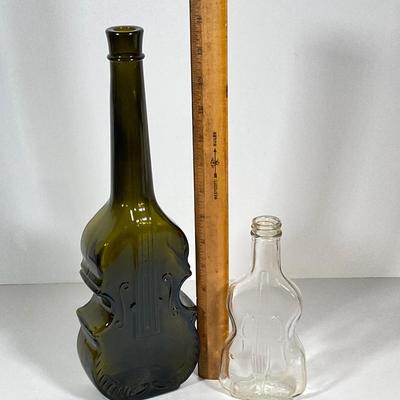 LOT 81: Vintage Still Life Wall Hanging and Pair of Violin Shaped Bottles
