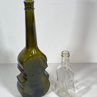 LOT 81: Vintage Still Life Wall Hanging and Pair of Violin Shaped Bottles