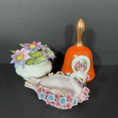 LOT 107: Lovely Collection of Knick Knacks: Limoges, Josef Originals, Galos Lady Figurine, Royal Albert, Arklow & More