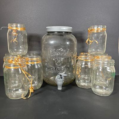 LOT 115: Frosted Prisma Glasses, Land O Lakes Mug, Mason Jars & More