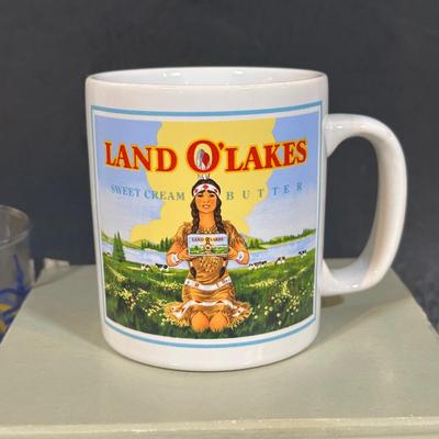 LOT 115: Frosted Prisma Glasses, Land O Lakes Mug, Mason Jars & More