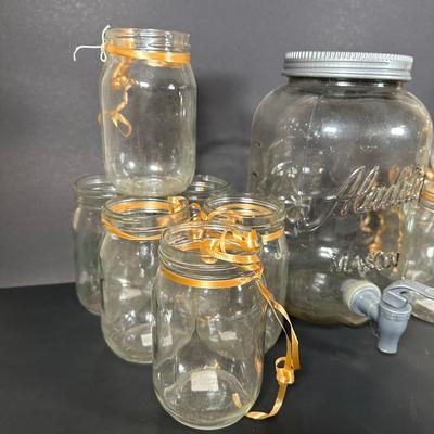 LOT 115: Frosted Prisma Glasses, Land O Lakes Mug, Mason Jars & More