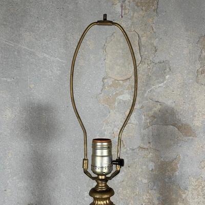 LOT 123: Vintage Porcelain, Brass & Marble Table Lamp