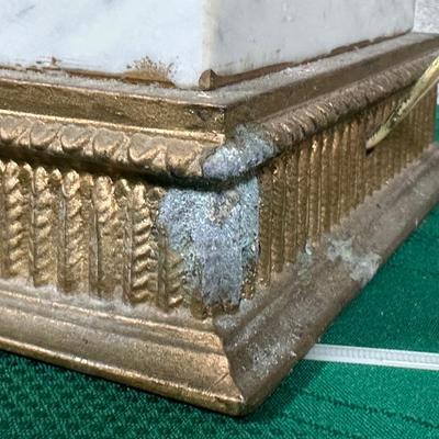 LOT 123: Vintage Porcelain, Brass & Marble Table Lamp