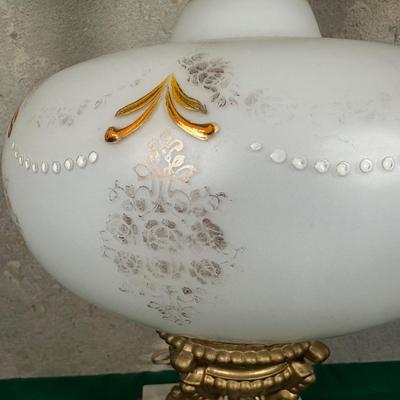 LOT 123: Vintage Porcelain, Brass & Marble Table Lamp