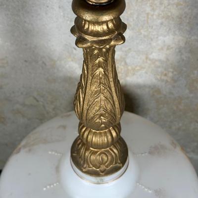 LOT 123: Vintage Porcelain, Brass & Marble Table Lamp