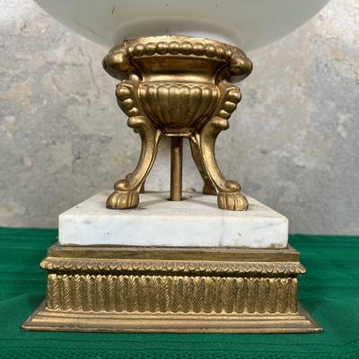 LOT 123: Vintage Porcelain, Brass & Marble Table Lamp