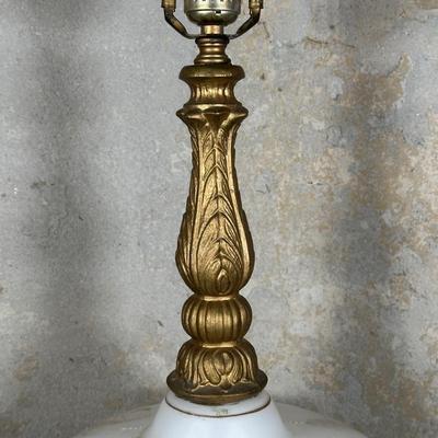 LOT 123: Vintage Porcelain, Brass & Marble Table Lamp